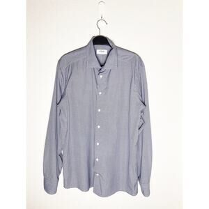 Eton Mens Long Sleeve Button Down Cotton Slim Dress Shirt Blue White Panda Print